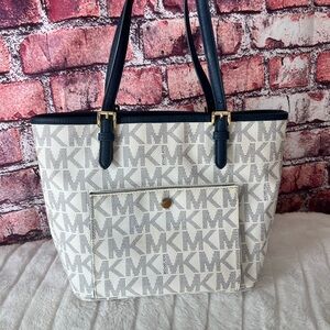 Michael Kors Signature Navy and Cream Tote